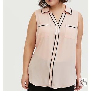 Georgette Button Tank - Peach